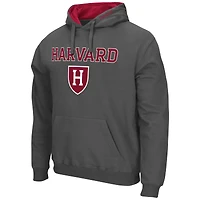 Men's Colosseum Charcoal Harvard Crimson Arch and Logo Pullover Hoodie