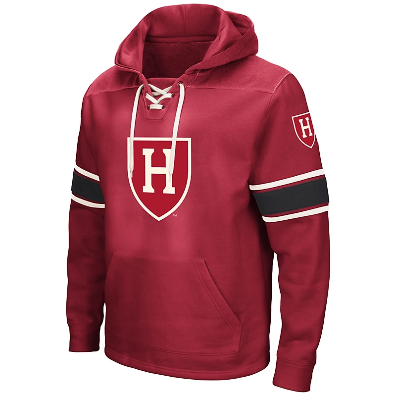 Men's Colosseum Crimson Harvard 2.0 Lace-Up Hoodie