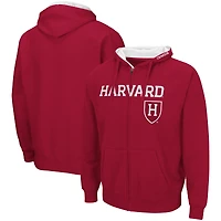 Men's Colosseum Crimson Harvard Arch & Logo 3.0 Full-Zip Hoodie