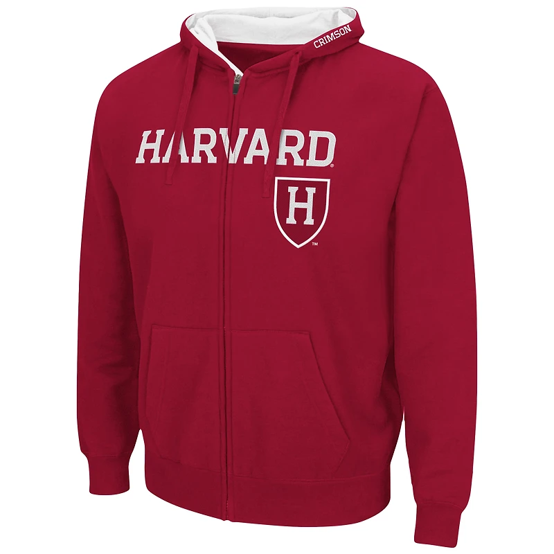 Men's Colosseum Crimson Harvard Arch & Logo 3.0 Full-Zip Hoodie