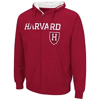 Men's Colosseum Crimson Harvard Arch & Logo 3.0 Full-Zip Hoodie