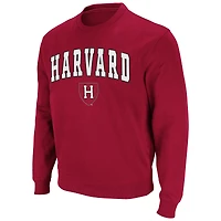 Men's Colosseum Crimson Harvard Team Arch & Logo Tackle Twill Pullover Sweatshirt