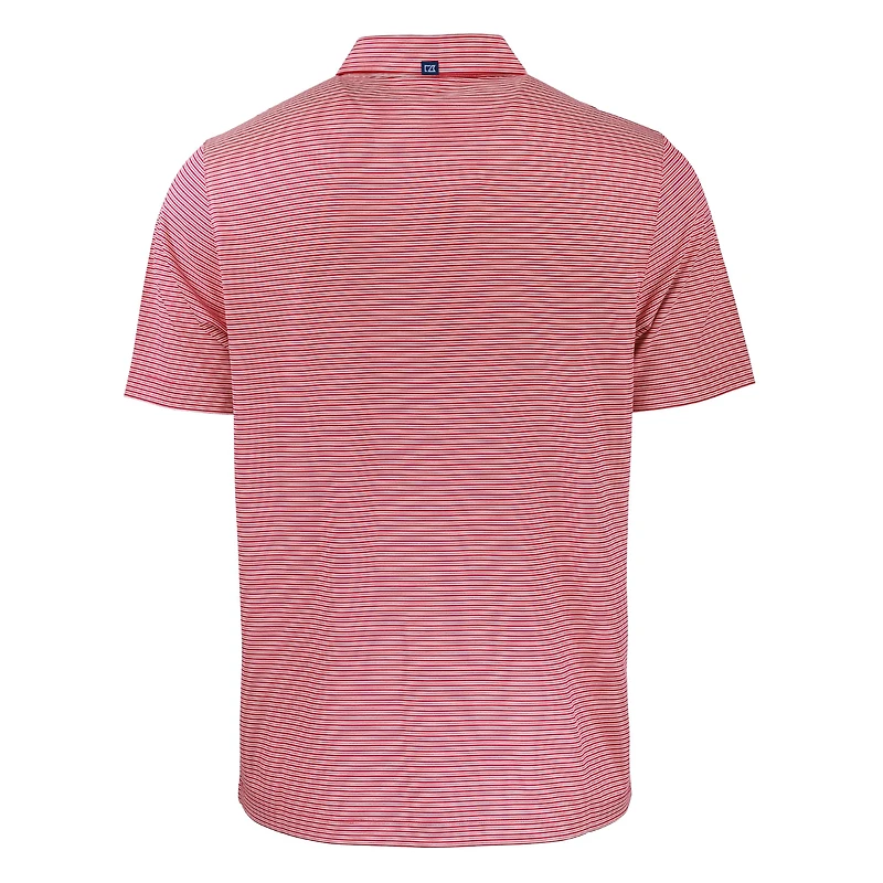Men's Cutter & Buck Crimson/White Harvard Crimson Big Tall Forge Eco Double Stripe Stretch Recycled Polo