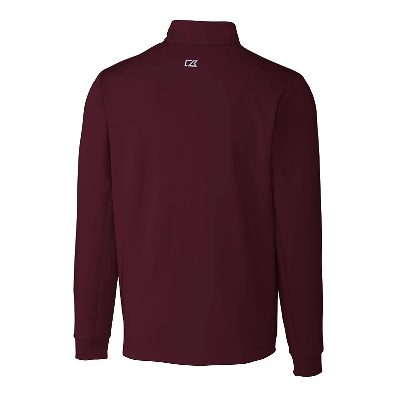 Pull-over extensible DryTec Traverse à fermeture éclair quart de tour pour homme, coupeur et Buck, motif Harvard Crimson, 150e anniversaire du football américain