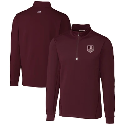 Pull-over extensible DryTec Traverse à fermeture éclair quart de tour pour homme, coupeur et Buck, motif Harvard Crimson, 150e anniversaire du football américain
