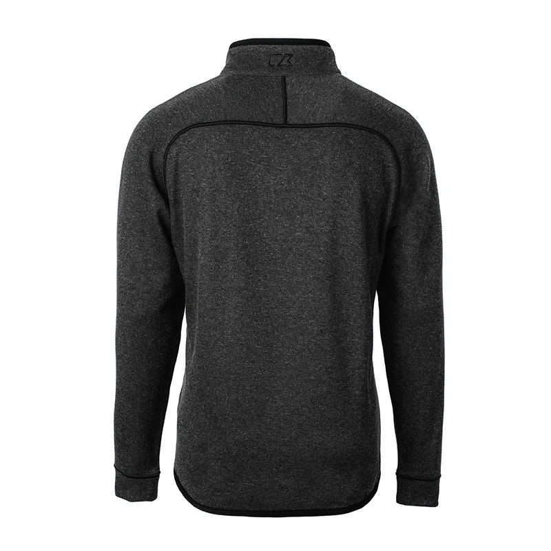 Men's Cutter & Buck  Heather Charcoal Harvard Crimson Football 150th Anniversary Big Tall Mainsail Sweater-Knit Half-Zip Pullover Top
