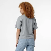 Women's Champion  Gray Harvard Crimson Waist Length Wordmark T-Shirt