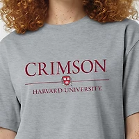 Women's Champion  Gray Harvard Crimson Waist Length Wordmark T-Shirt