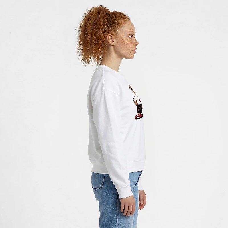 Women's Champion  White Harvard Crimson Teddy Bear Fleece Sweatshirt
