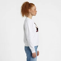 Women's Champion  White Harvard Crimson Teddy Bear Fleece Sweatshirt
