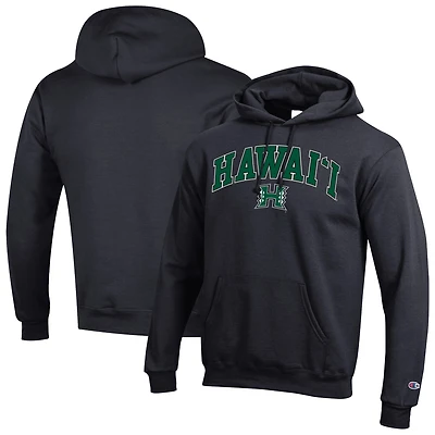 Men's Champion Black Hawaii Rainbow Warriors Arched Logo Fleece Pullover Hoodie