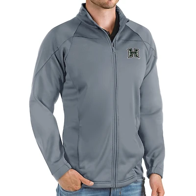 Men's Antigua Steel Hawaii Warriors Links Full-Zip Golf Jacket