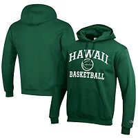 Sweat à capuche Champion Green Hawaii Rainbow Warriors Icon Logo Basketball Eco Powerblend pour homme
