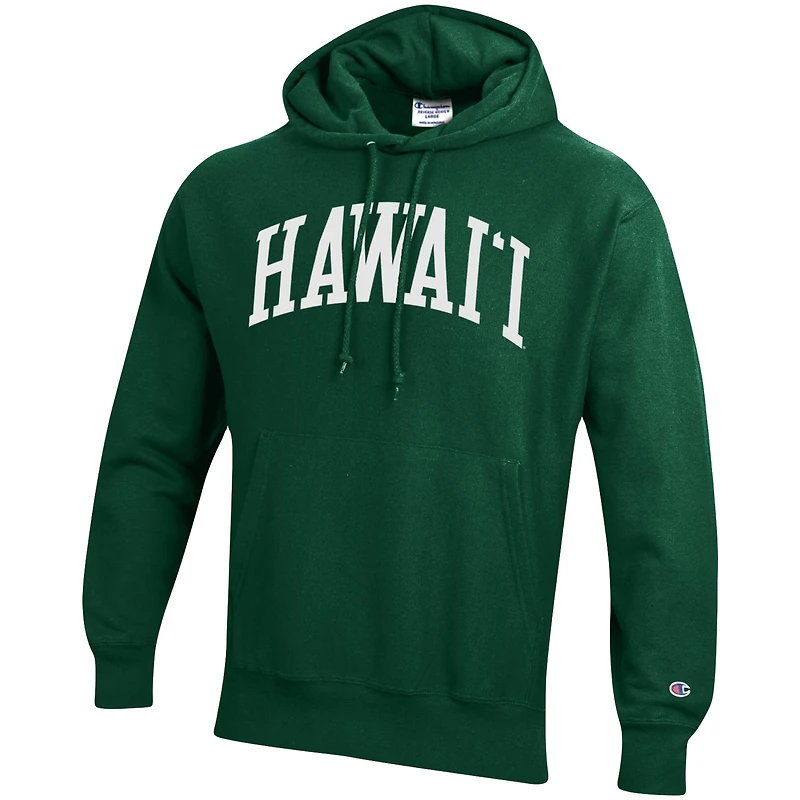 Sweat à capuche Champion Green Hawaii Warriors Team Arch Reverse Weave pour homme