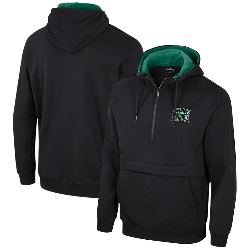 Sweat à capuche demi-zip Colosseum pour hommes, noir, Hawaii Rainbow Warriors Team