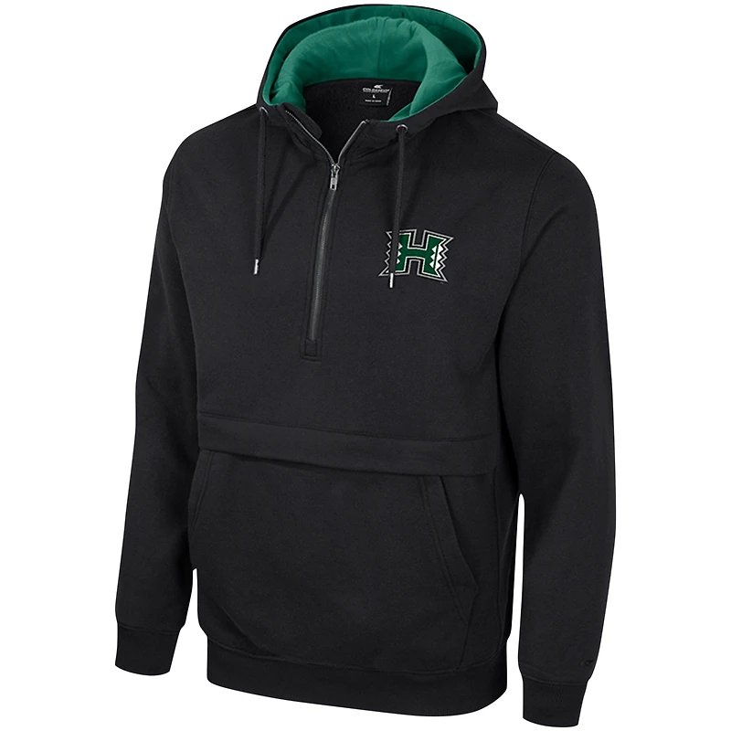 Sweat à capuche demi-zip Colosseum pour hommes, noir, Hawaii Rainbow Warriors Team
