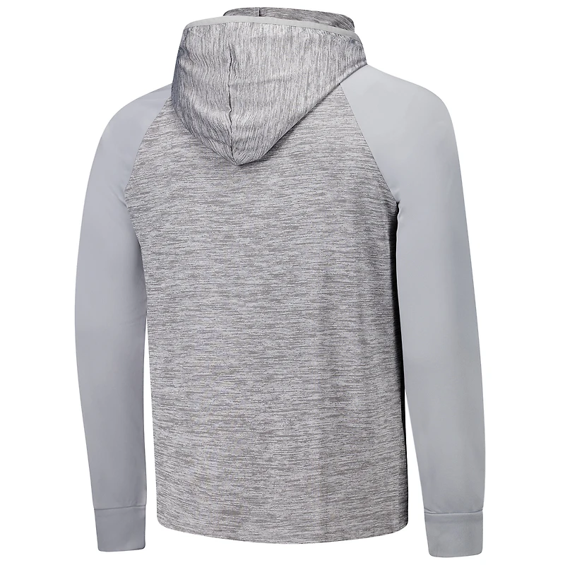 Haut à capuche cybernétique quart de zip et manches raglan pour homme, motif Rainbow Warriors, gris, Colosseum