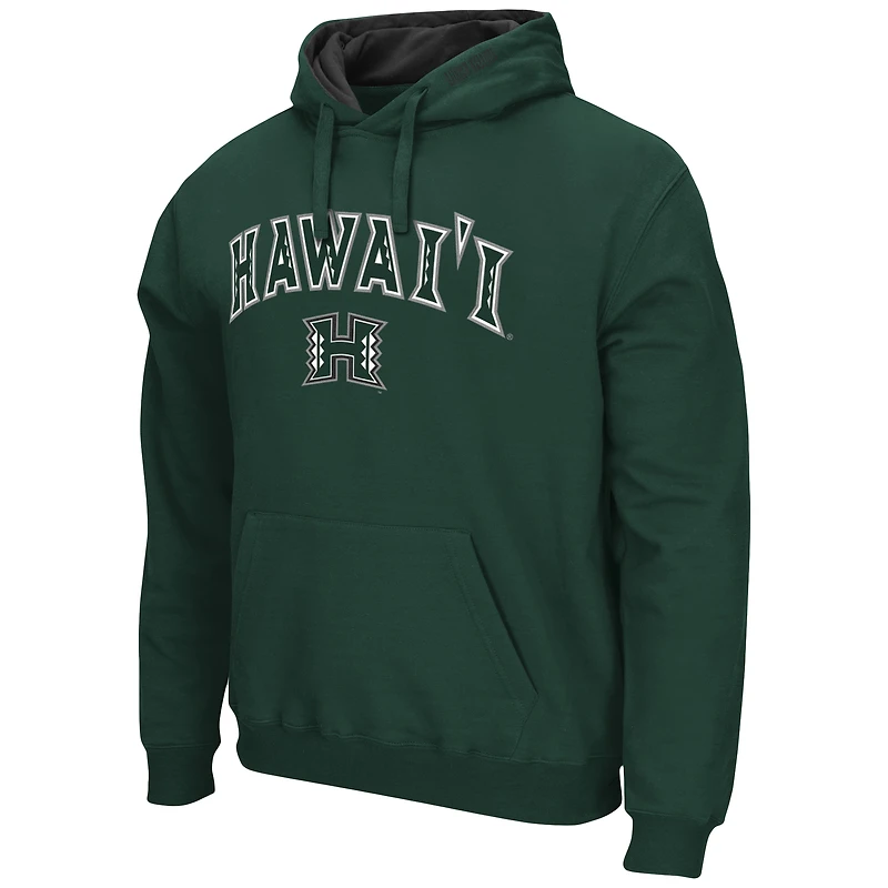 Men's Colosseum Green Hawaii Warriors Arch and Logo Pullover Hoodie