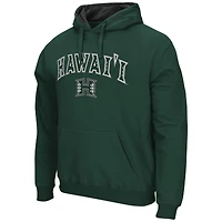 Men's Colosseum Green Hawaii Warriors Arch and Logo Pullover Hoodie