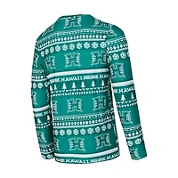 Ensemble de nuit pour homme Concepts Sport Green Hawaii Rainbow Warriors Swivel avec haut à manches longues et pantalon