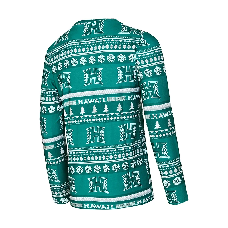 Men's Concepts Sport  Green Hawaii Rainbow Warriors Swivel Long Sleeve Top & Pants Sleep Set