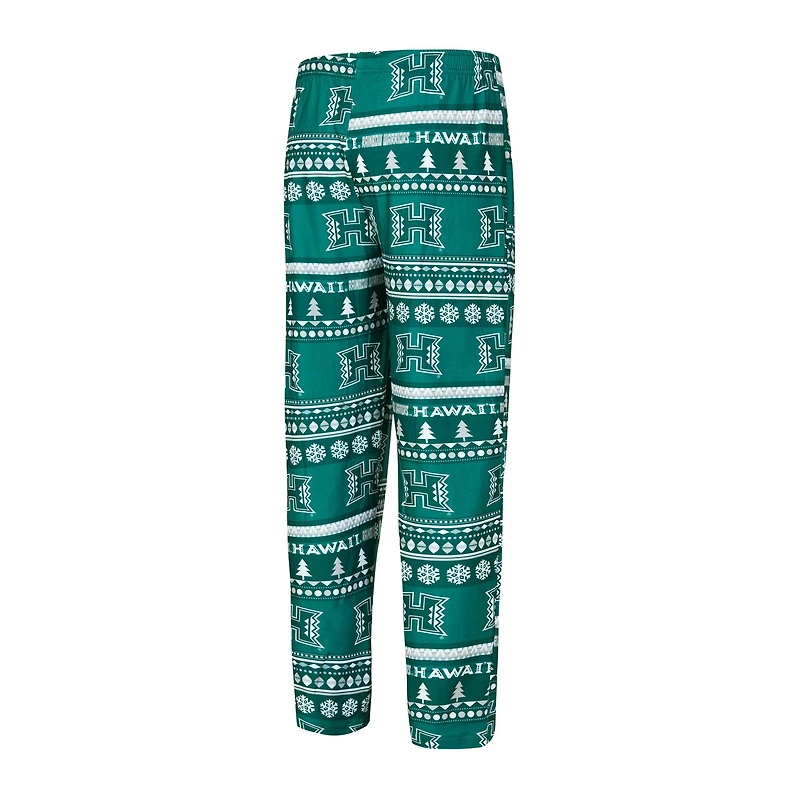 Ensemble de nuit pour homme Concepts Sport Green Hawaii Rainbow Warriors Swivel avec haut à manches longues et pantalon