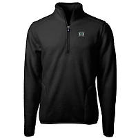 Veste polaire à quart de zip Cascade Eco Sherpa pour homme, noire, style Hawaii Warriors, coupe et grande taille