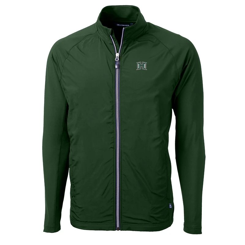 Men's Cutter & Buck Green Hawaii Warriors Adapt Eco Knit Hybrid Recycled Full-Zip Jacket