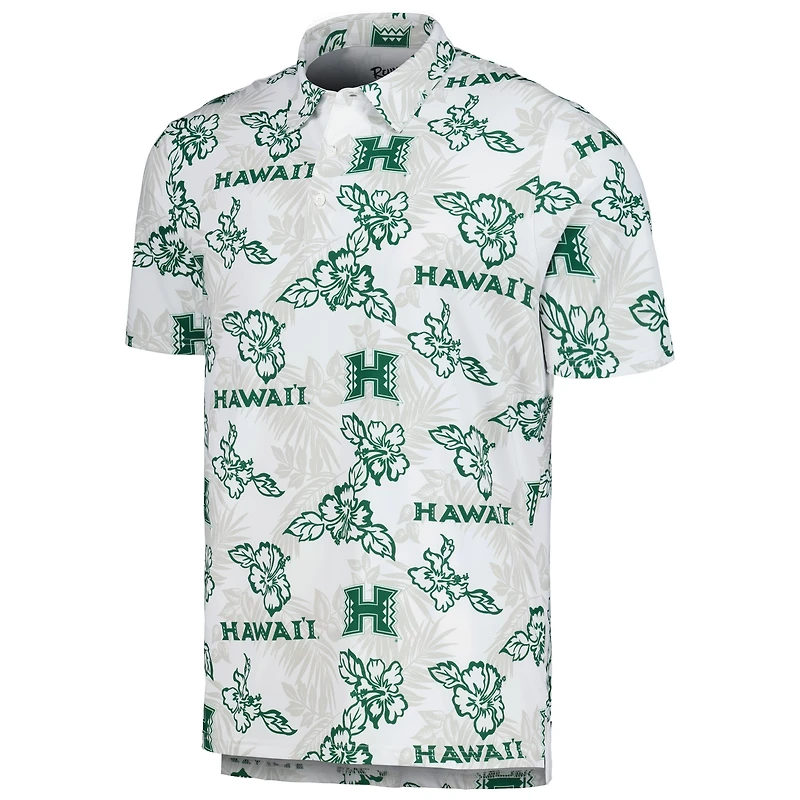 Polo performance Reyn Spooner pour homme, blanc, Hawaii Rainbow Warriors