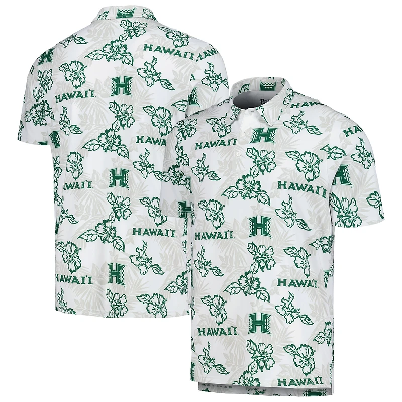 Polo performance Reyn Spooner pour homme, blanc, Hawaii Rainbow Warriors