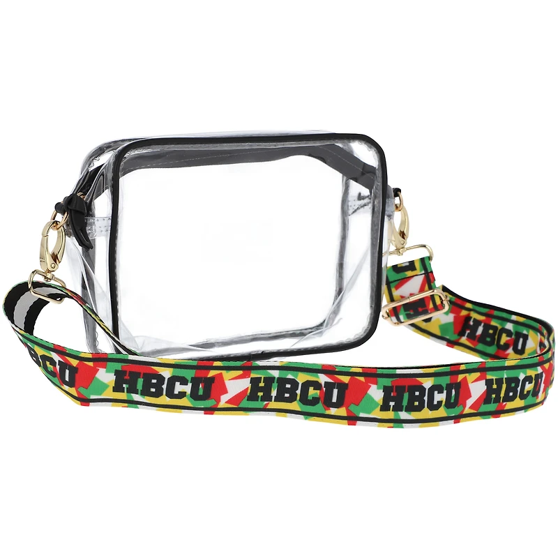 HBCU Clear Purse avec bandoulière décorée réversible