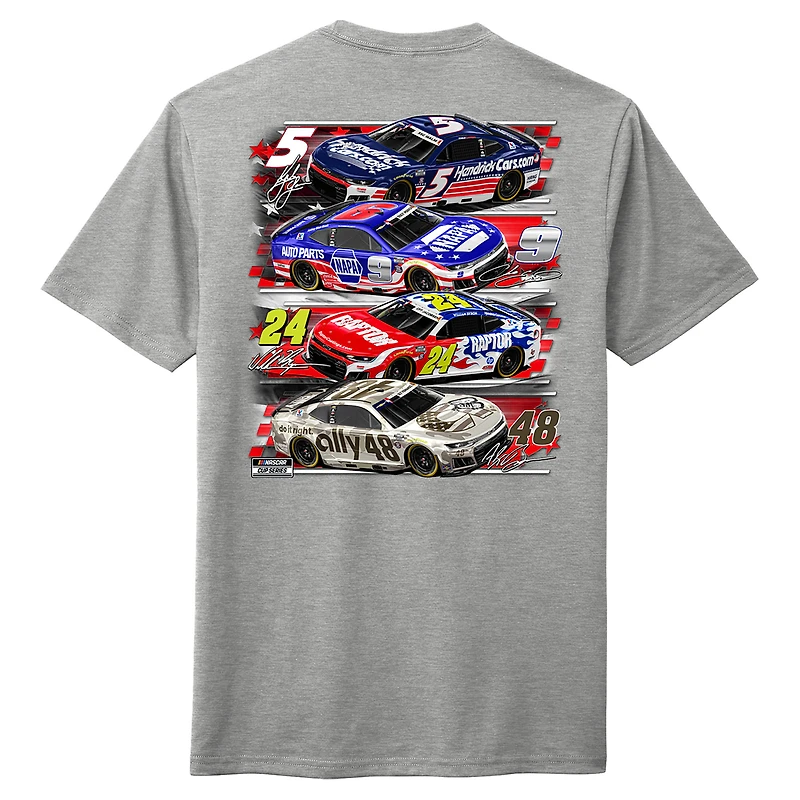 Men's Athletic Heather Gray Hendrick Motorsports Patriotic T-Shirt