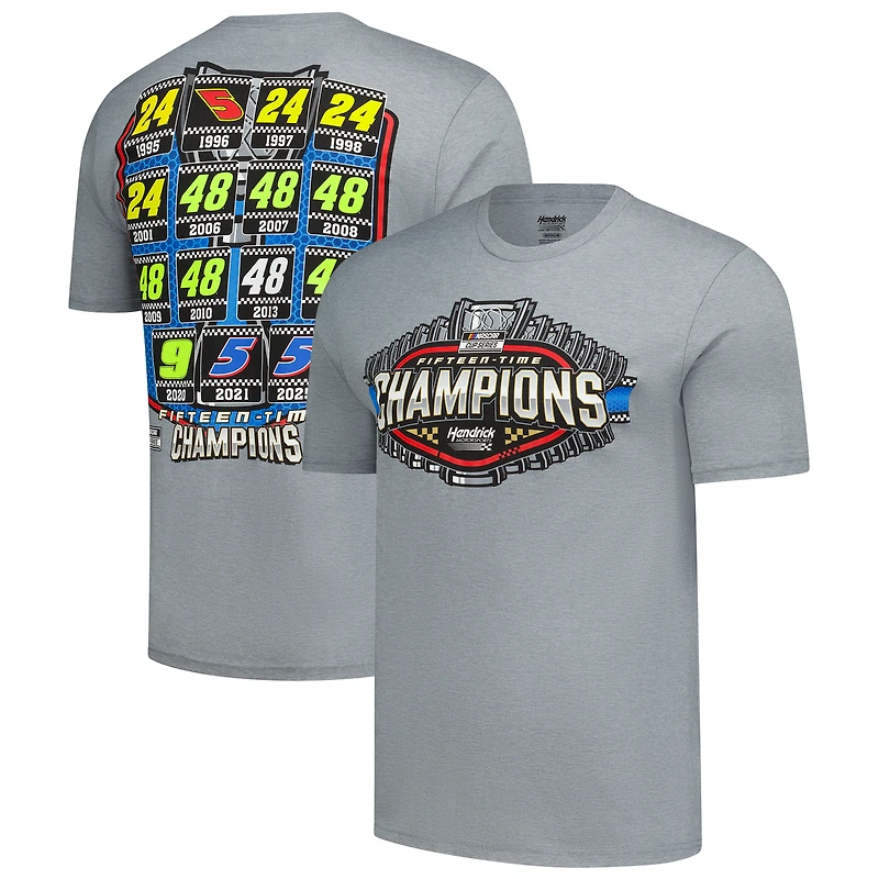Men's Classic Ink  Heather Gray Hendrick Motorsports 15x Champions Tri-Blend T-Shirt