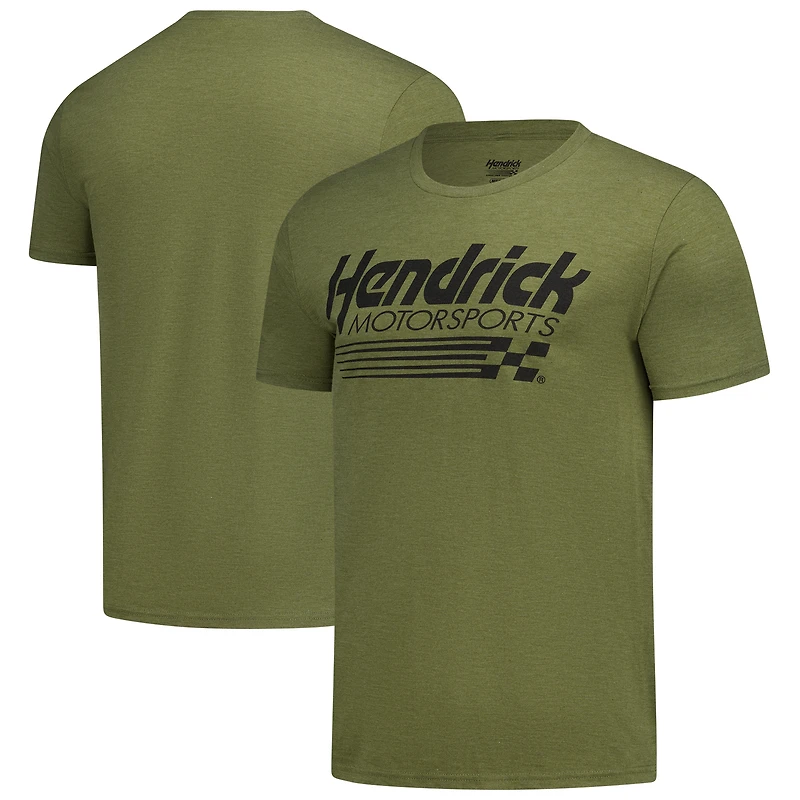 Men's Classic Ink  Olive Hendrick Motorsports Tri-Blend Logo T-Shirt