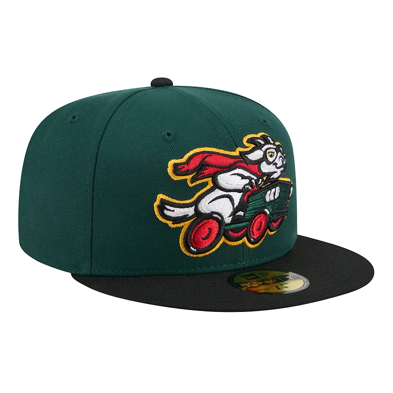 Casquette ajustée 59FIFTY pour homme New Era, vert foncé, thème Hickory Crawdads
