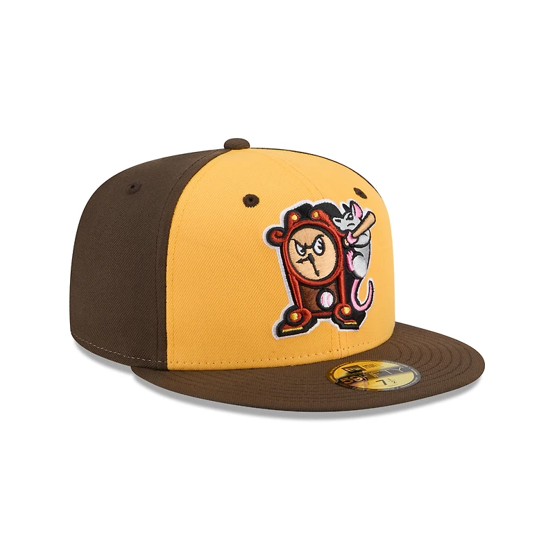 Casquette ajustée 59FIFTY pour homme New Era Yellow Hickory Crawdads Theme Nights
