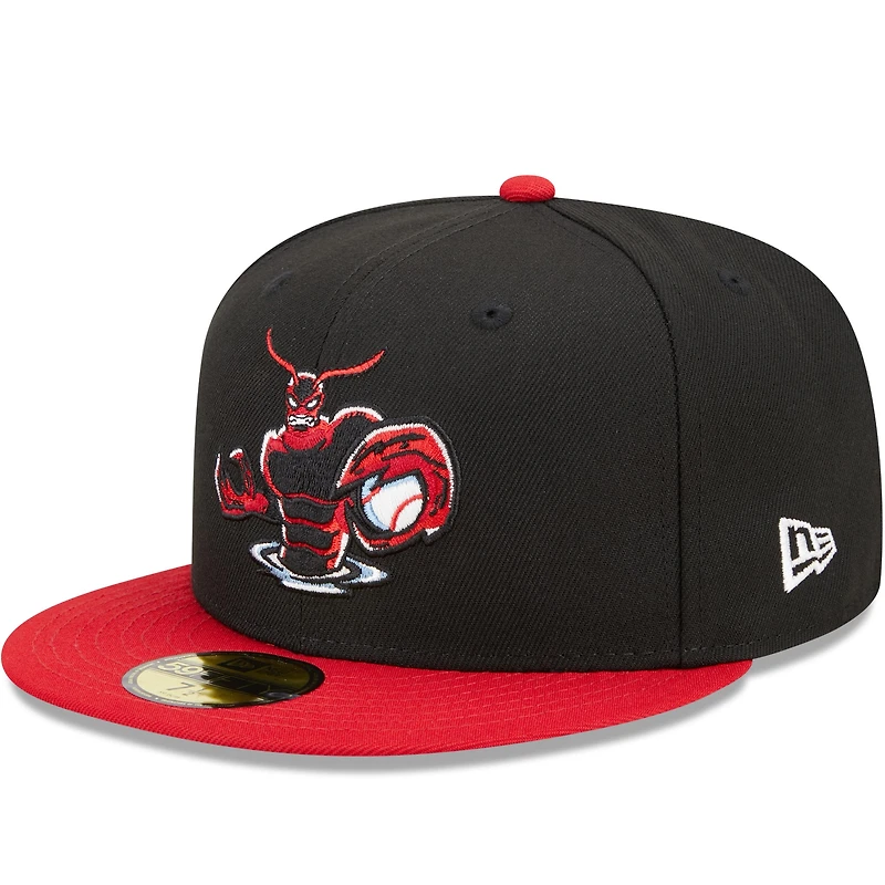 Men's New Era Black/Red Hickory Crawdads Marvel x Minor League 59FIFTY Fitted Hat