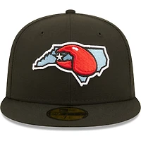 Men's New Era Black Hickory Crawdads Authentic Collection Road 59FIFTY Fitted Hat