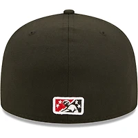 Men's New Era Black Hickory Crawdads Authentic Collection Road 59FIFTY Fitted Hat