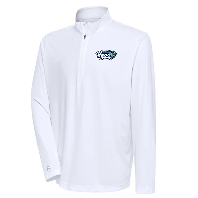 Men's Antigua  White Hillsboro Hops Tribute Quarter-Zip Pullover Top