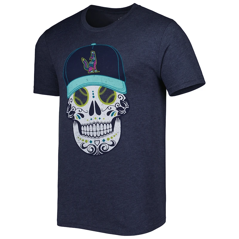 T-shirt homme bleu marine chiné Soñadores de Hillsboro Copa la Diversion Sugar Skull triple mélange