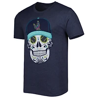 T-shirt homme bleu marine chiné Soñadores de Hillsboro Copa la Diversion Sugar Skull triple mélange