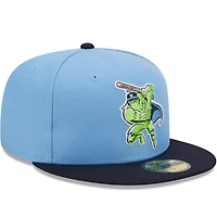 Casquette ajustée 59FIFTY Hillsboro Hops Marvel x Minor League New Era pour homme, bleu clair/bleu marine