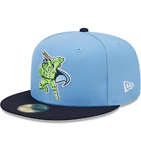 Casquette ajustée 59FIFTY Hillsboro Hops Marvel x Minor League New Era pour homme, bleu clair/bleu marine