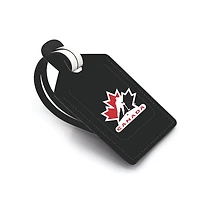 Étiquette de bagage en cuir personnalisée de Hockey Canada, noire