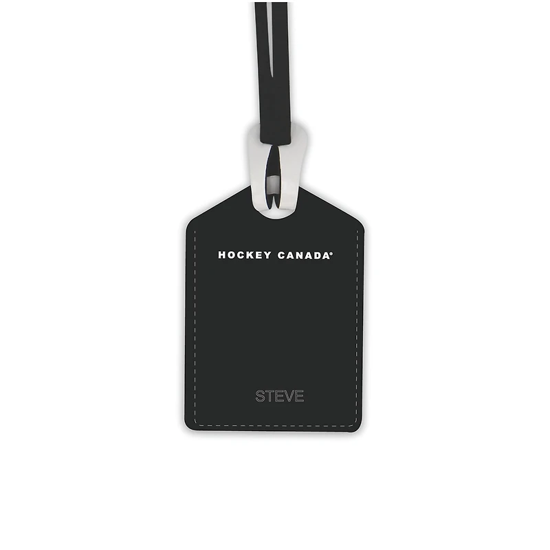 Étiquette de bagage en cuir personnalisée de Hockey Canada, noire