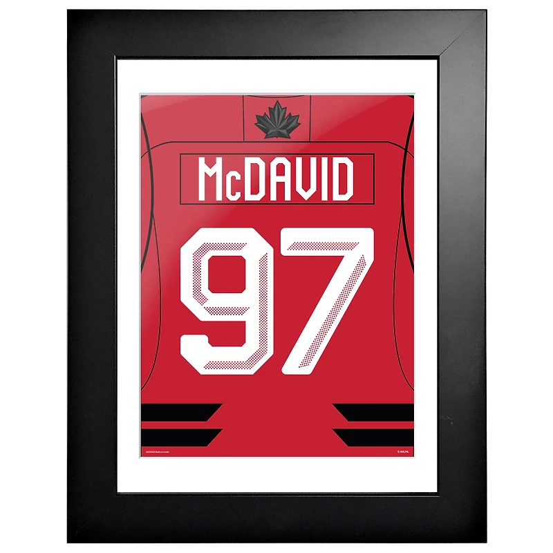 Maillot encadré de Connor McDavid, Hockey Canada, Jeux olympiques d'hiver de 2026 (30,5 x 40,6 cm)