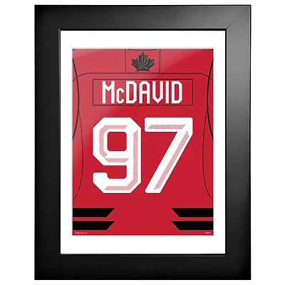 Connor McDavid Hockey Canada 2026 Winter Olympics 12" x 16" Framed Jersey Print