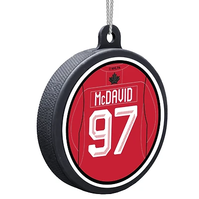 Ornement en forme de rondelle de hockey Connor McDavid Hockey Canada Jeux olympiques d'hiver de 2026