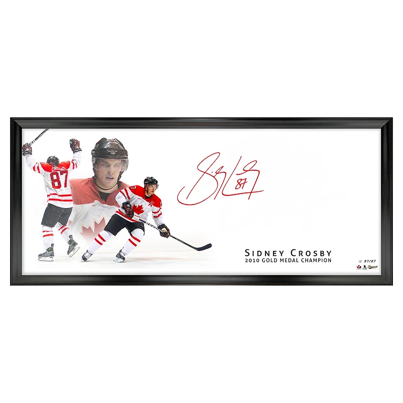 Frameworth - Impression encadrée grand format autographiée de Sidney Crosby (Hockey Canada, Équipe Canada 2010) - 45,7 x 111,8 cm - Édition limitée à 87 exemplaires
